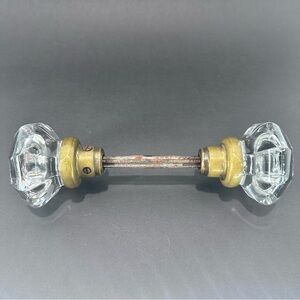 Vintage Glass Door Handles Brass‎ Shaft 8 Point Glass